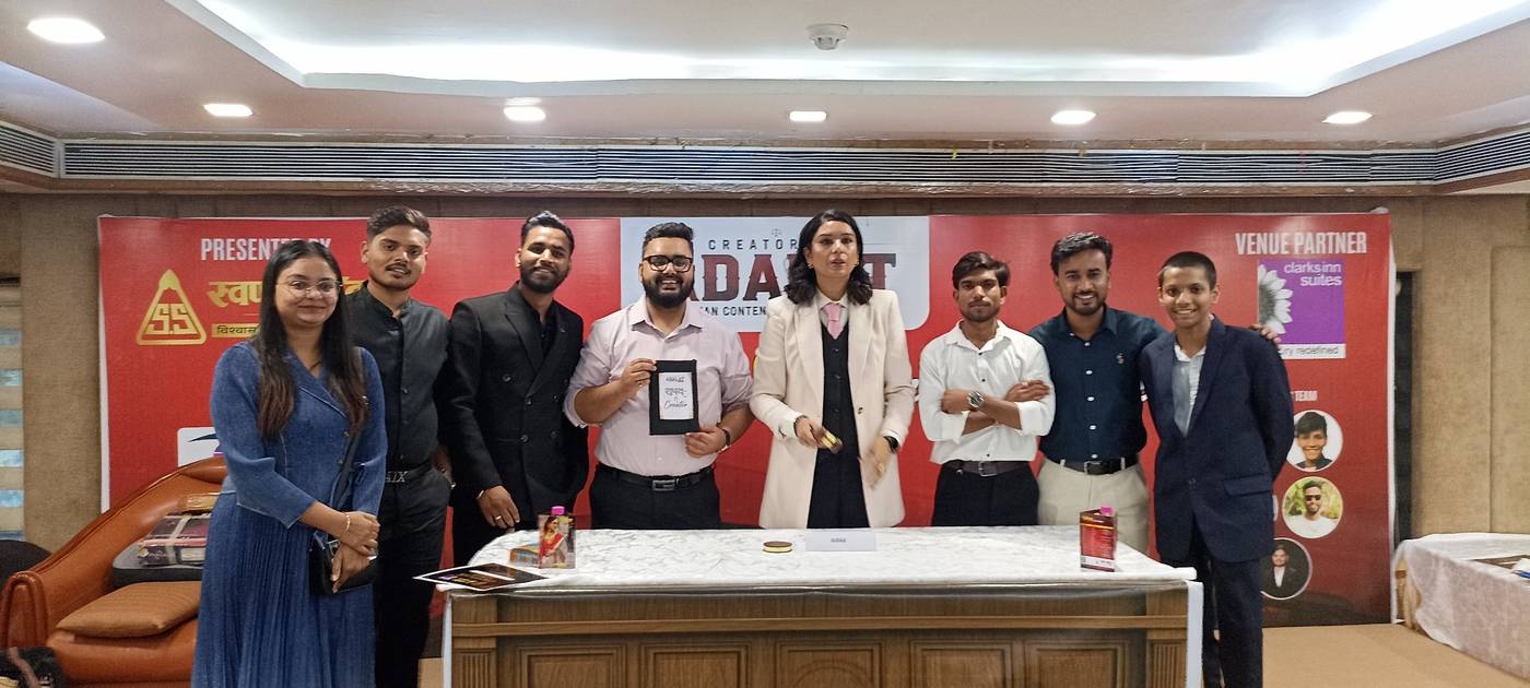 The Creators Ki Adalat core team on stage with the judge